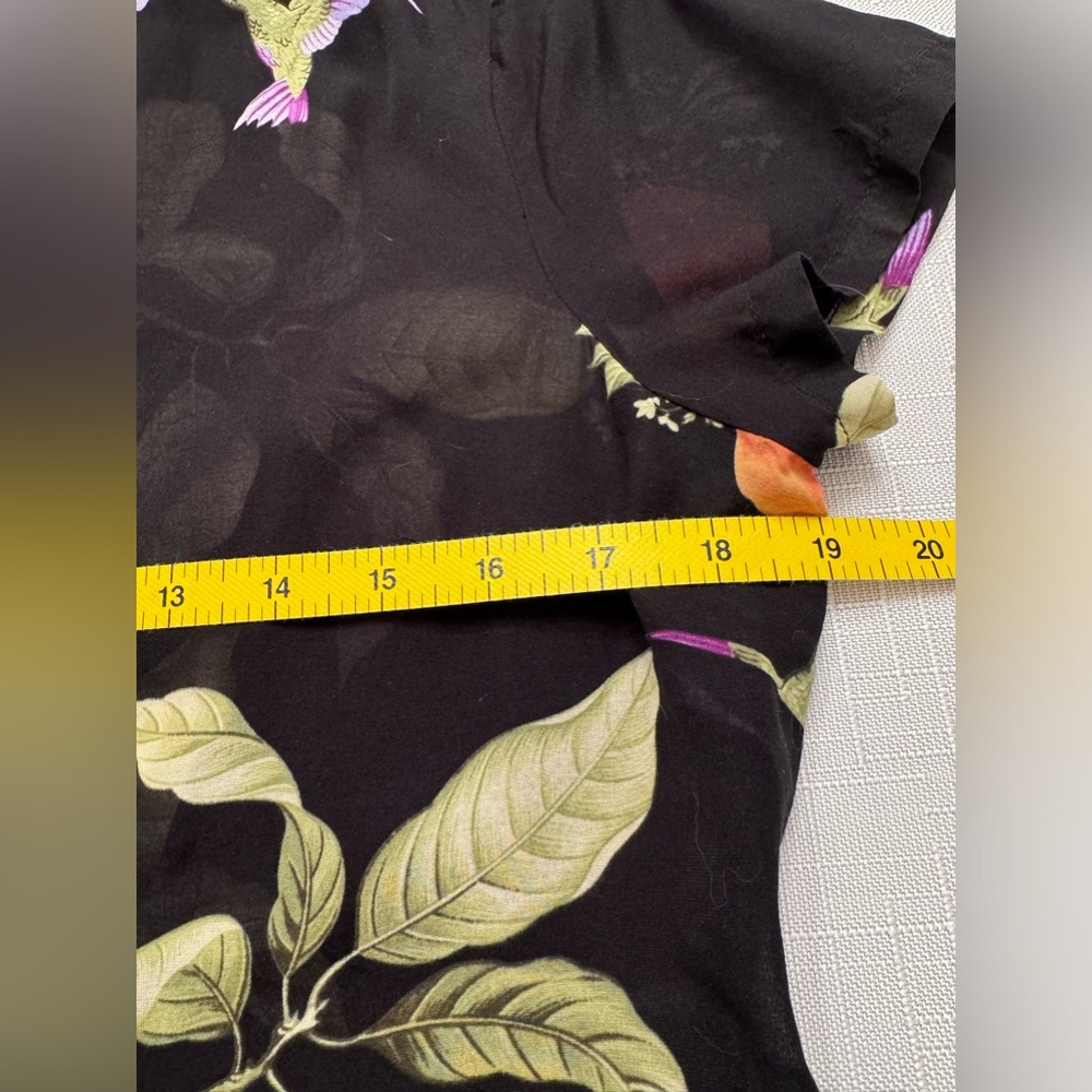 Tommy Bahama silk cotton black Hawaiian print short sleeve snap front shirt m - Picture 7 of 10
